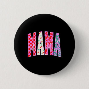 Mama Trendy Checkered Cherries Bow Halloween Famil Button