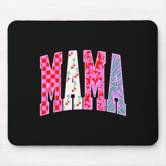 Mama Trendy Checkered Cherries Bow Halloween Famil Mousepad (Vorne)