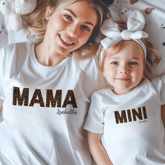 Mama | Trendy Leopard Print Mommy and Me T-Shirt