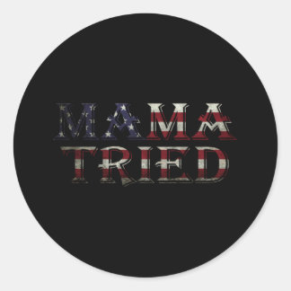 Mama Tried Country Music Lyric USA Flag Retro Runder Aufkleber