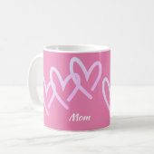 Mama Triple Pink Heart Kaffeetasse (Vorderseite Links)