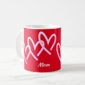 Mama Triple Red Heart Kaffeetasse (Vorderseite Links)