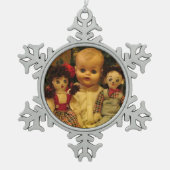 Mama & Twins Schneeflocken Zinn-Ornament (Vorderseite)