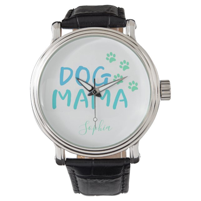 MAMA-Typografie für niedliche Paw und Hunde Armbanduhr (Vorderseite)