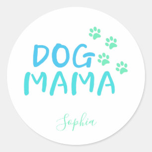 MAMA-Typografie für niedliche Paw und Hunde Runder Aufkleber