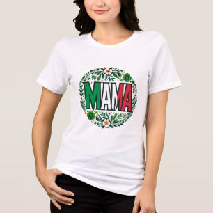 MAMA Typografie mit italienischer Flagge und Blume Tri-Blend Shirt
