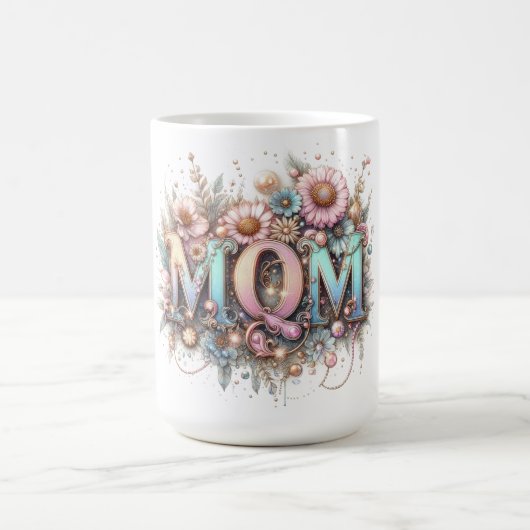 Mama Typografie und Blume Kaffeetasse (Mittel)