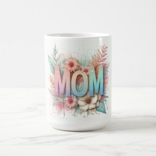 Mama Typografie und Blume Kaffeetasse (Mittel)