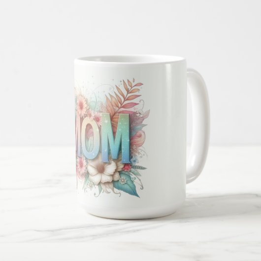 Mama Typografie und Blume Kaffeetasse (VorderseiteRechts)