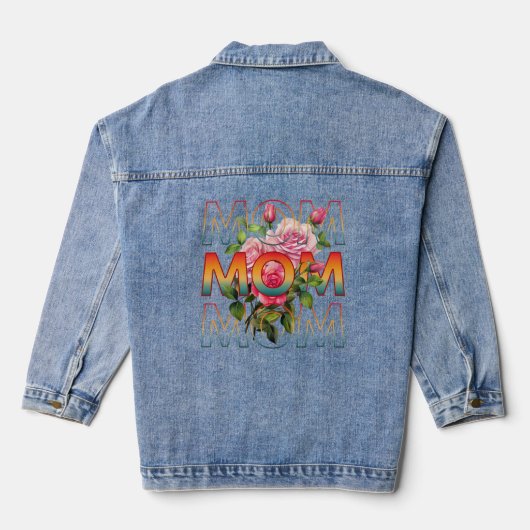 Mama Typografie und Rose Jeansjacke (Rückseite)