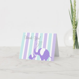 Mama-u. Baby-Elefant danken Ihnen, Aqua zu Dankeskarte
