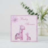 Mama-u. Baby-Giraffen-lila Mädchen-Baby-Dusche Einladung (Stehend Vorderseite)