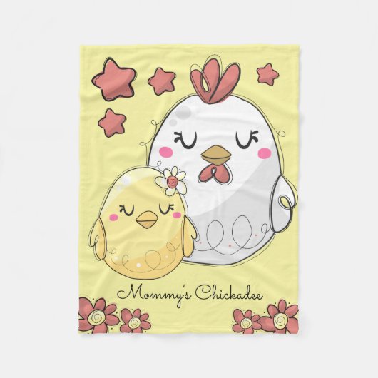Mama-u. Baby-HuhnChickadee niedlich Fleecedecke (Vorderseite)