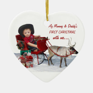 Mama-u. des Vatis erstes Weihnachten mit mir. Keramik Ornament