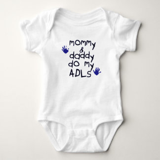 Mama u. Vati tun mein ADLs blaues handprint OT Baby Strampler