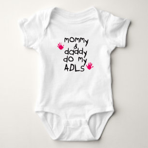 Mama u. Vati tun mein ADLs rosa handprint OT Baby Strampler
