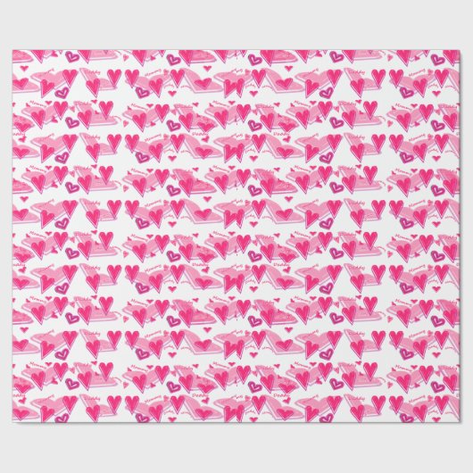 Mama- u. Vativerpackungspapier der Liebe I Geschenkpapier (Saum)