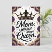 Mama über dem Muttertag der Königin Einladung (Stehend Vorderseite)