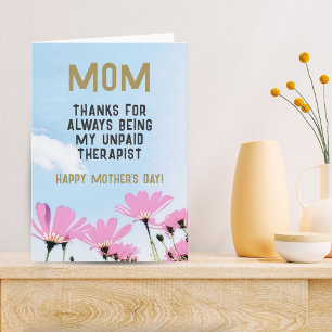 Mama unbezahlte Therapeutin Lustiger floraler Mutt Karte