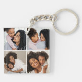 Mama und Baby 4-Foto Collage Schlüsselanhänger (Rückseite)
