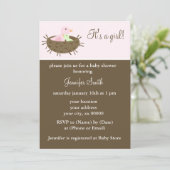 Mama und Baby Bird Girl Babydusche Einladung (Stehend Vorderseite)