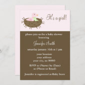 Mama und Baby Bird Girl Babydusche Einladung (Vorne/Hinten)