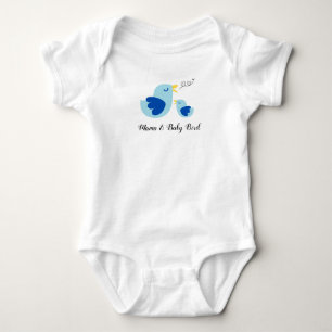 Mama und Baby Bird Singing, Niedlich Blue Feather Strampler