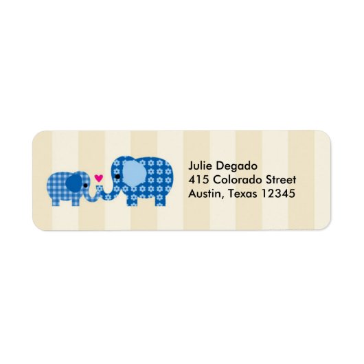 Mama und Baby Blue Elephant Label (Vorne)