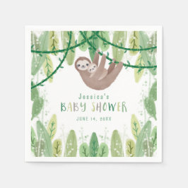 Mama und Baby Boy oder Girl Sloth Dschungel Serviette
