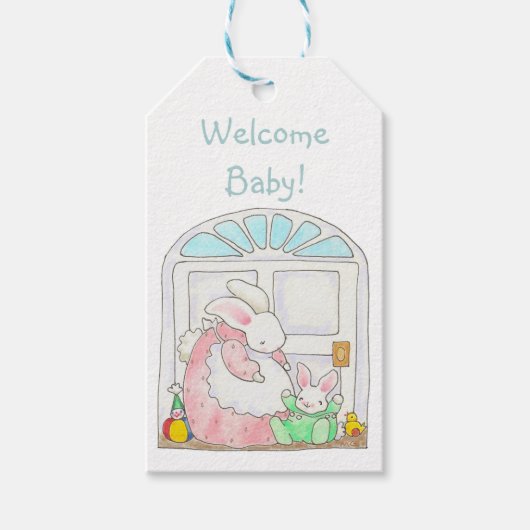Mama und Baby Bunny Geschenkanhänger (Vorderseite)