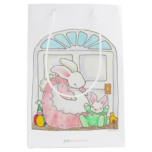 Mama- und Baby-Bunny-Geschenktasche Mittlere Geschenktüte (Vorderseite)