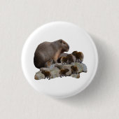 Mama und Baby Capybaras, Button (Vorderseite)