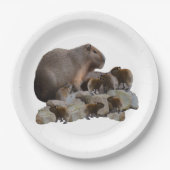 Mama und Baby Capybaras, Pappteller (Vorderseite)