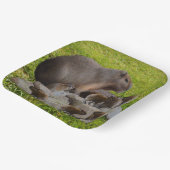 Mama und Baby Capybaras, Pappteller (Gewinkelt)
