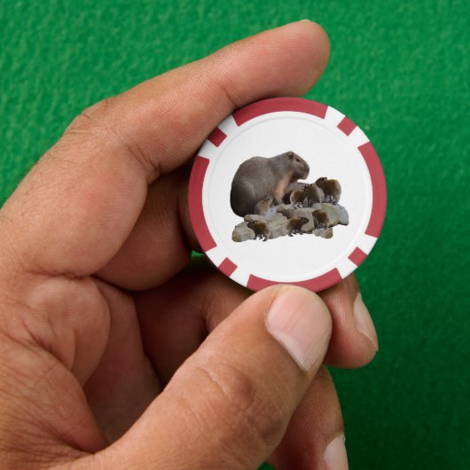 Mama und Baby Capybaras, Pokerchips (Hand)