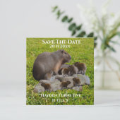 Mama und Baby Capybaras Save the Date (Stehend Vorderseite)