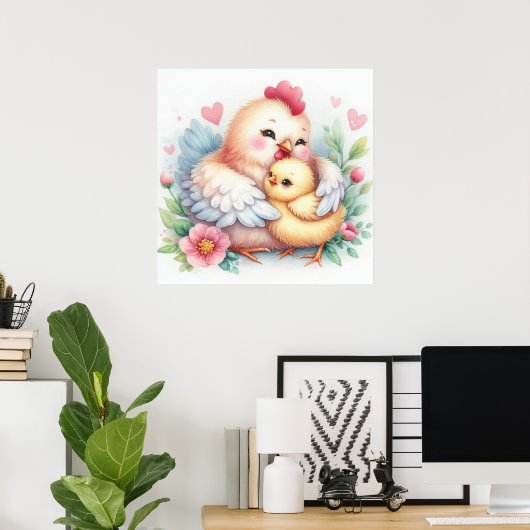 Mama und Baby Chicken Poster (Heimbüro)