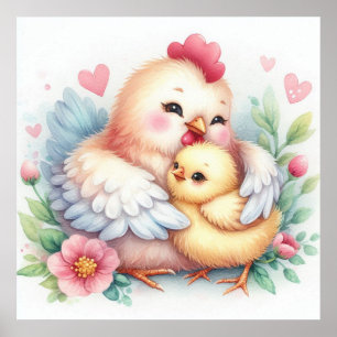Mama und Baby Chicken Poster