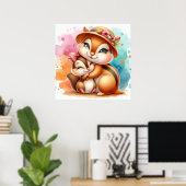 Mama und Baby Chipmunk Poster (Heimbüro)
