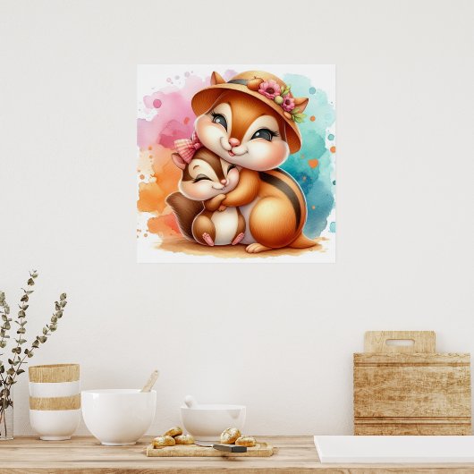 Mama und Baby Chipmunk Poster (Küche)