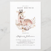 Mama und Baby Deer Fall Baby Brunch Einladung (Vorderseite)