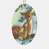 Mama und Baby Deer Keramik Weihnachtsschmuck (Links)