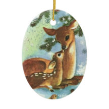 Mama und Baby Deer Keramik Weihnachtsschmuck