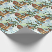 Mama und Baby Deer Pattern Retro Weihnachten Geschenkpapier (Ecke)