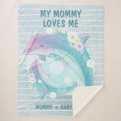 Mama und Baby-Delphine mit Blume Mami Lieben Sherpadecke (Vorderseite)