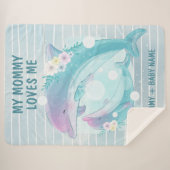 Mama und Baby-Delphine mit Blume Mami Lieben Sherpadecke (Vorderseite (Horizontal))