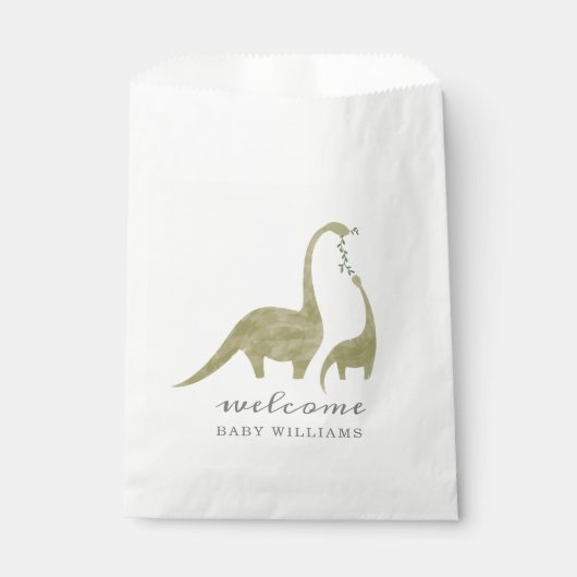 Mama und Baby Dinosaur Neutral Baby Dusche Geschenktütchen (Vorderseite)