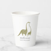 Mama und Baby Dinosaur Neutral Baby Dusche Pappbecher (Vorderseite)