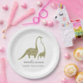 Mama und Baby Dinosaur Neutral Baby Dusche Pappteller (Party)