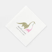 Mama und Baby Dinosaur Pink Baby Dusche Serviette (Ecke)